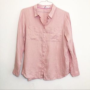 Boden Linen Button Down Shirt Pink Sz 10